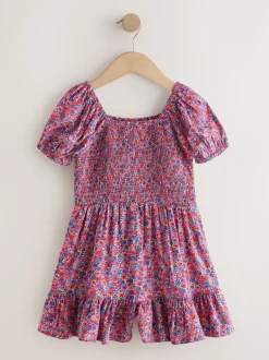 Pink Ditsy Shirred Playsuit (3-16yrs)
