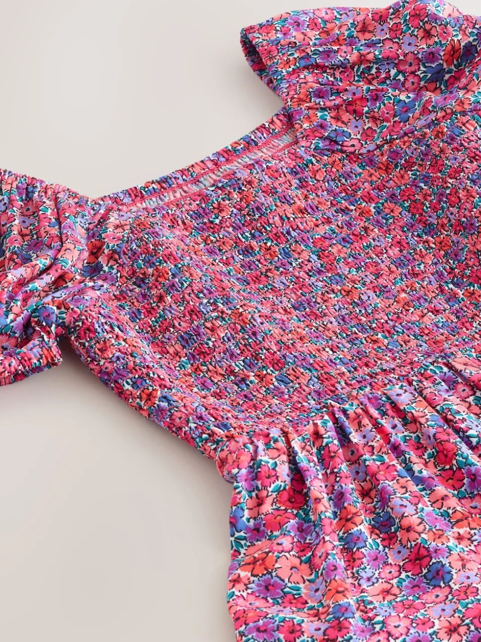 Pink Ditsy Shirred Playsuit (3-16yrs)