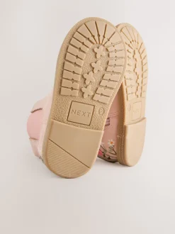 Pink Embroidered Standard Fit (F) Chelsea Ankle Boots