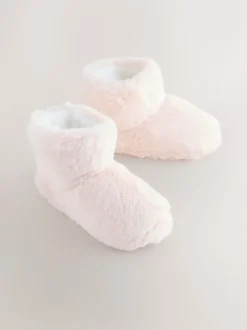 Pink Faux Fur Slippers Boots