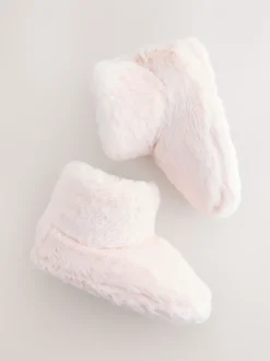 Pink Faux Fur Slippers Boots