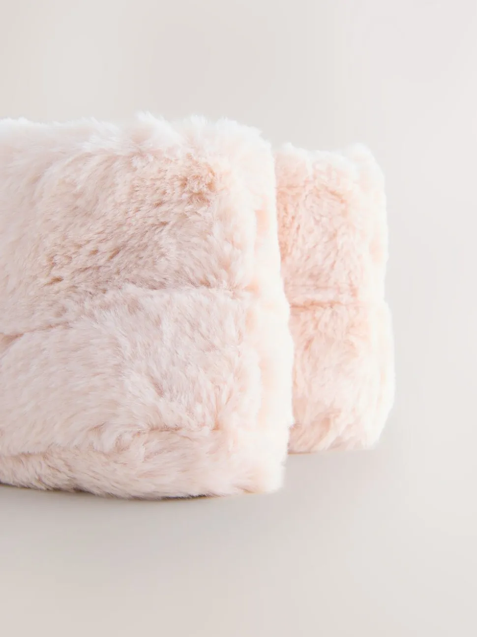 Pink Faux Fur Slippers Boots