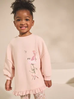Pink Floral Fairy Frill Hem Sweatshirt & Leggings Set (3mths-7yrs)