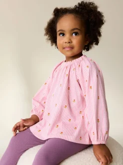 Pink Floral Long Sleeve Blouse and Legging Set (3mths-7yrs)