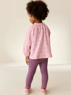 Pink Floral Long Sleeve Blouse and Legging Set (3mths-7yrs)
