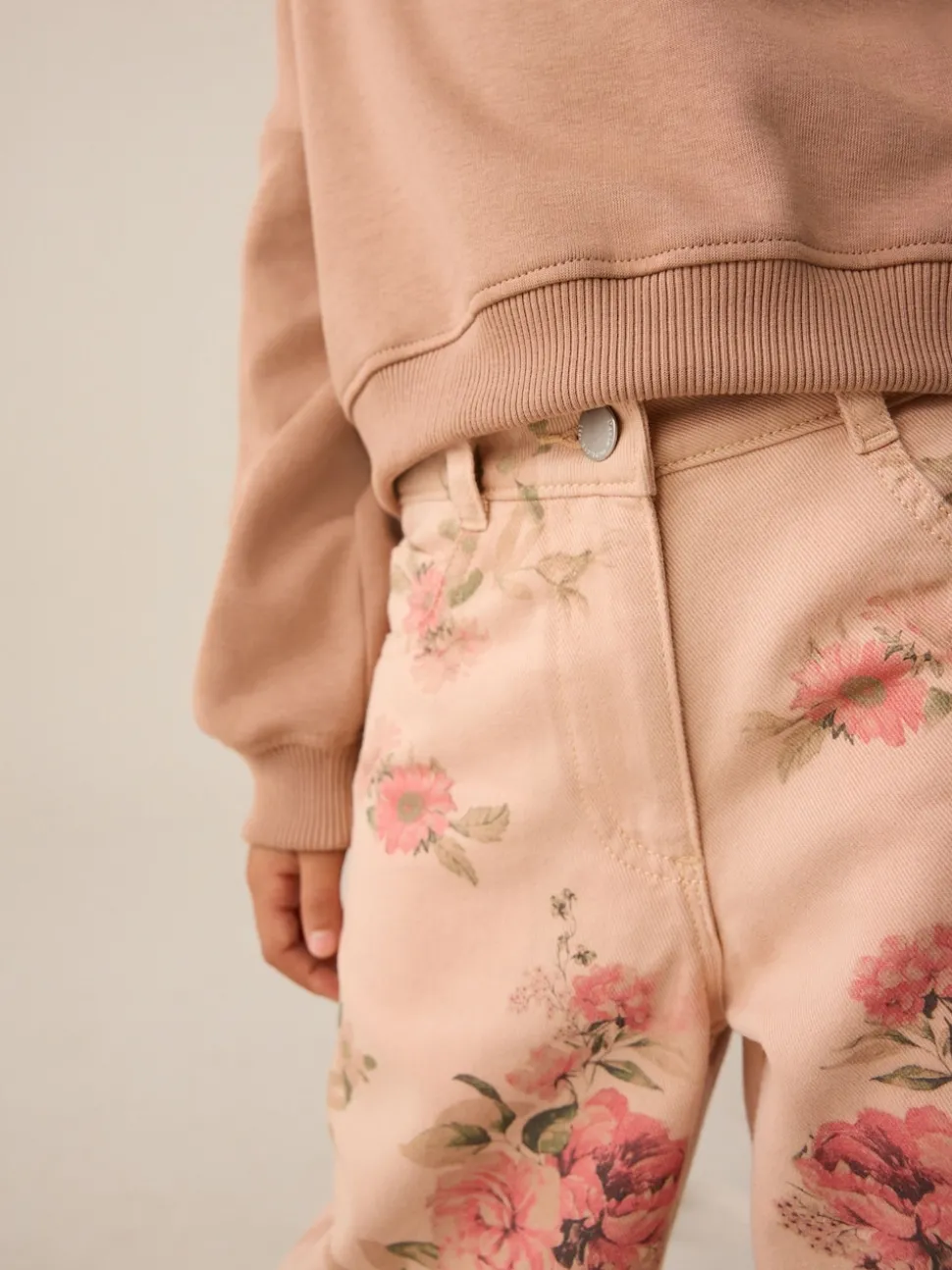 Pink Floral Print Wide Leg Jeans (3-16yrs)