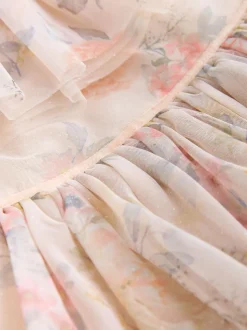 Pink Floral Ruffle Collar Mesh Dress (3mths-7yrs)