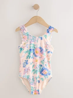 Pink Floral Scallop Edge Swimsuit (3-16yrs)