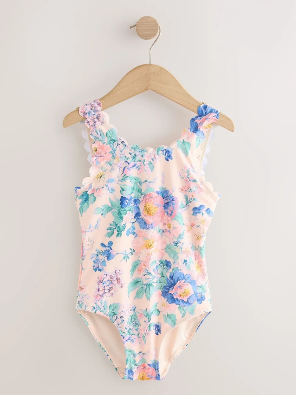 Pink Floral Scallop Edge Swimsuit (3-16yrs)