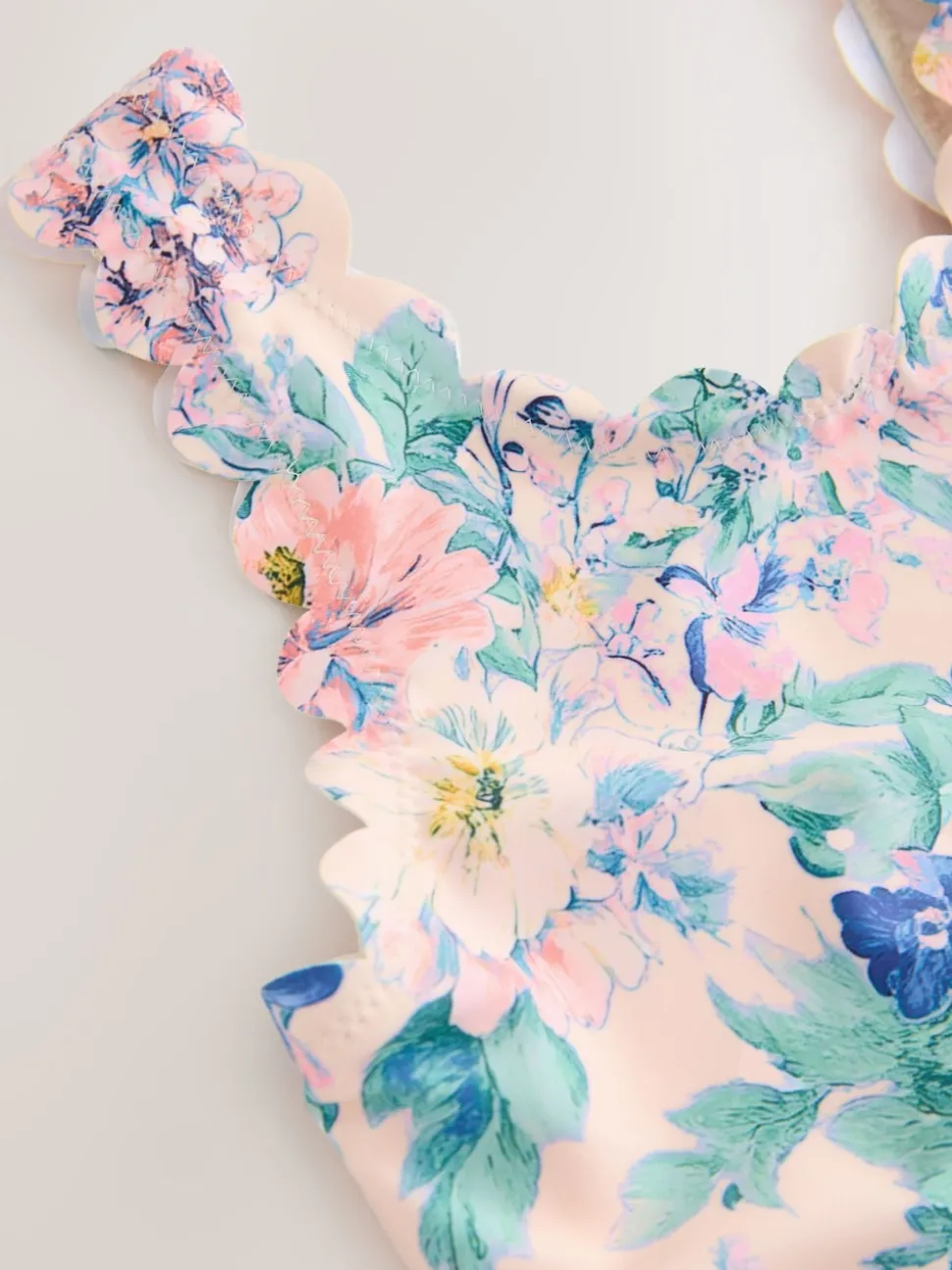 Pink Floral Scallop Edge Swimsuit (3-16yrs)