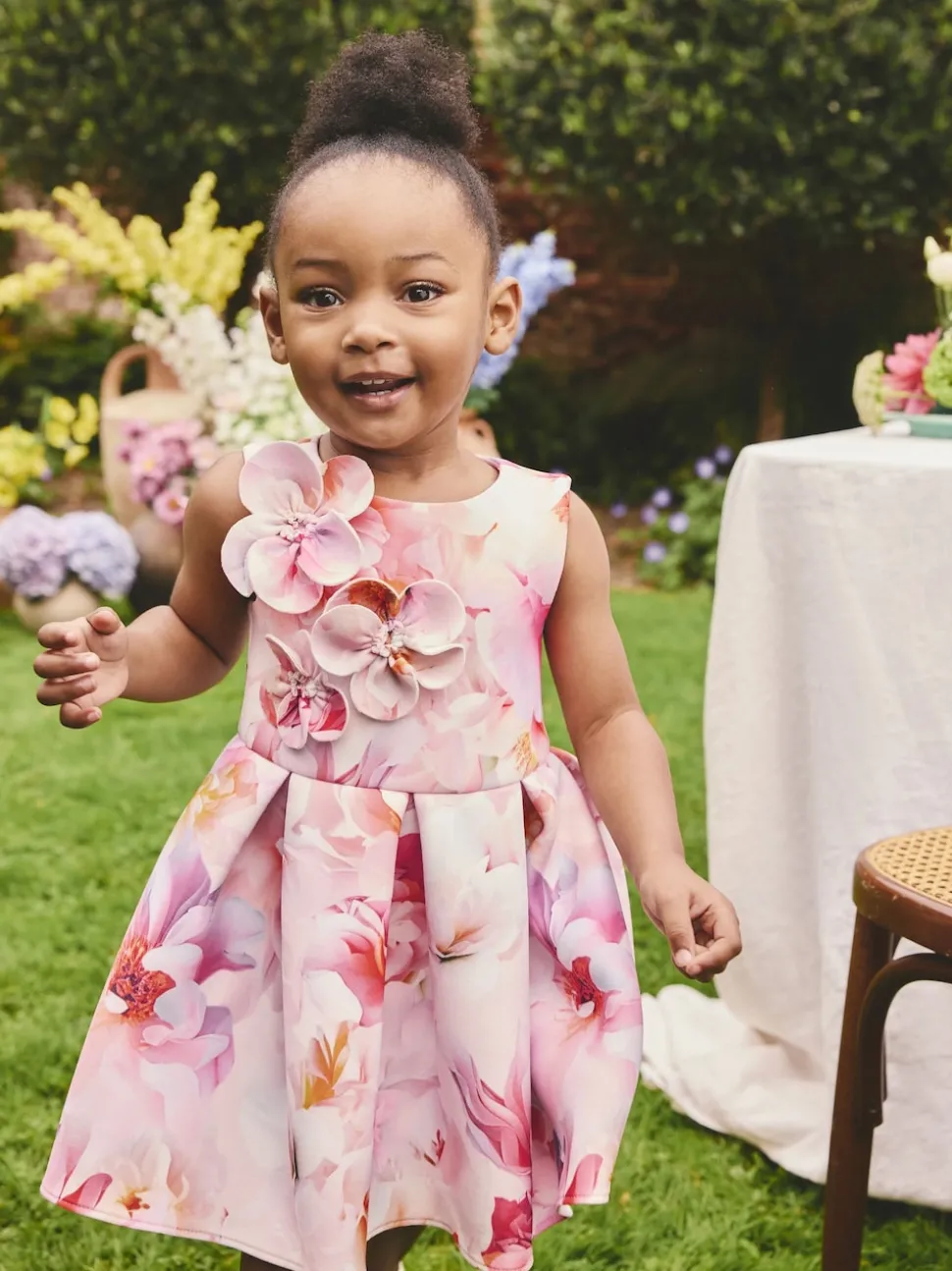 Pink Floral Scuba Occasion Dress (3mths-7yrs)
