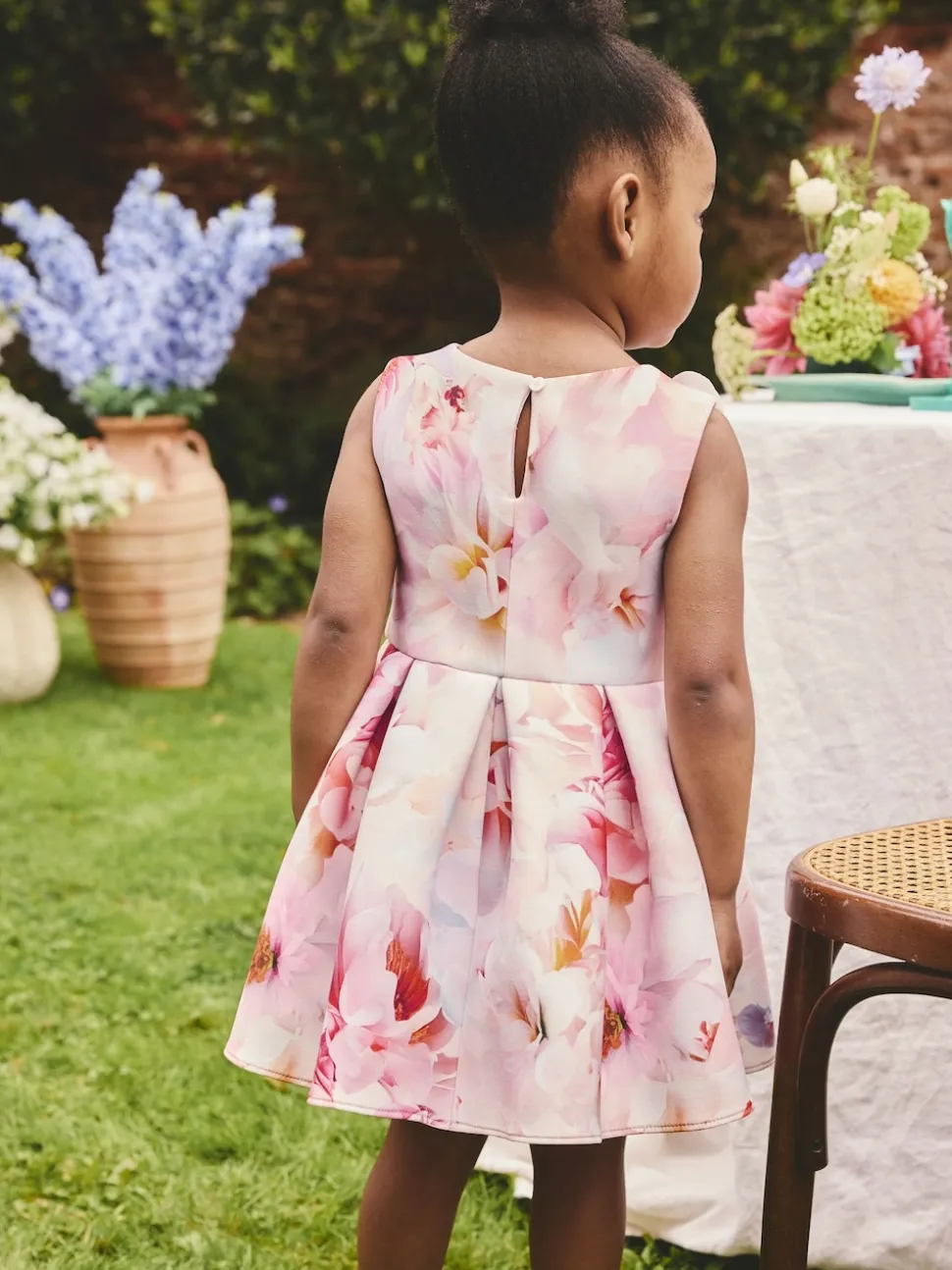 Pink Floral Scuba Occasion Dress (3mths-7yrs)