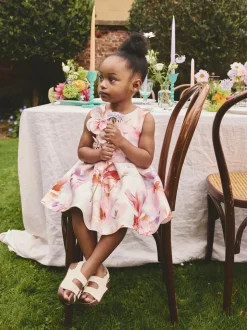 Pink Floral Scuba Occasion Dress (3mths-7yrs)