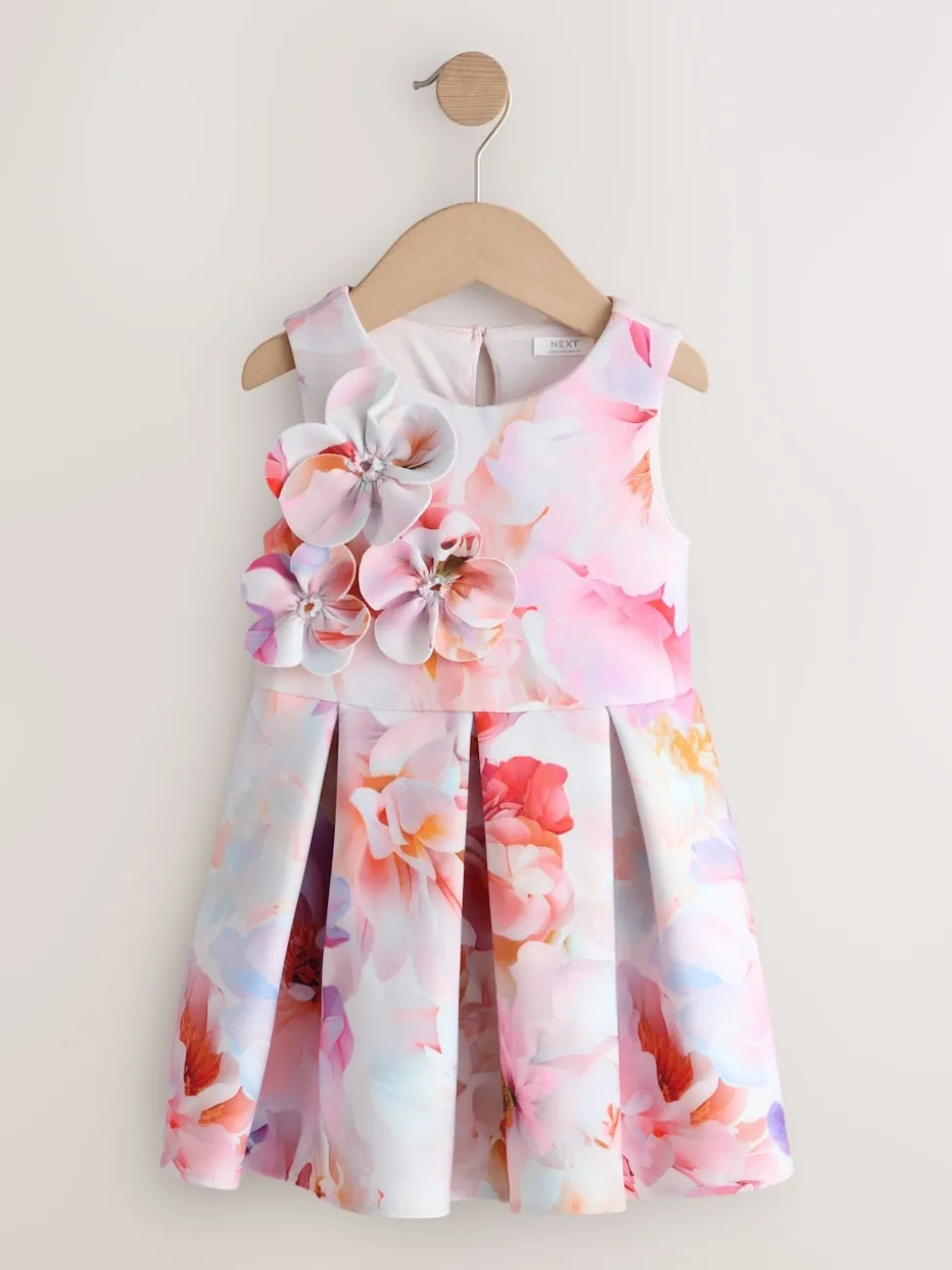 Pink Floral Scuba Occasion Dress (3mths-7yrs)