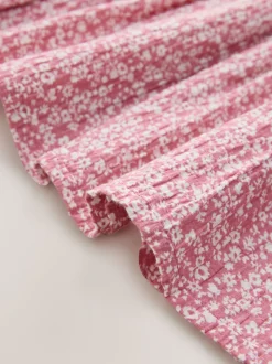 Pink Floral Smocked Frill Sleeve Dress (3-16yrs)