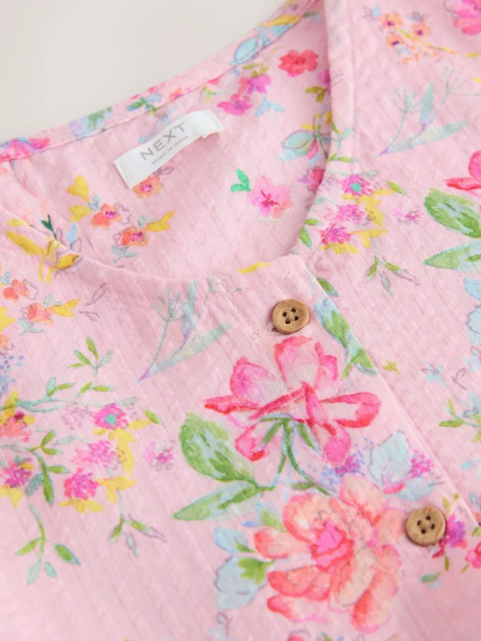 Pink Floral Stripe Short Sleeve Button Through Dress (3-16yrs)