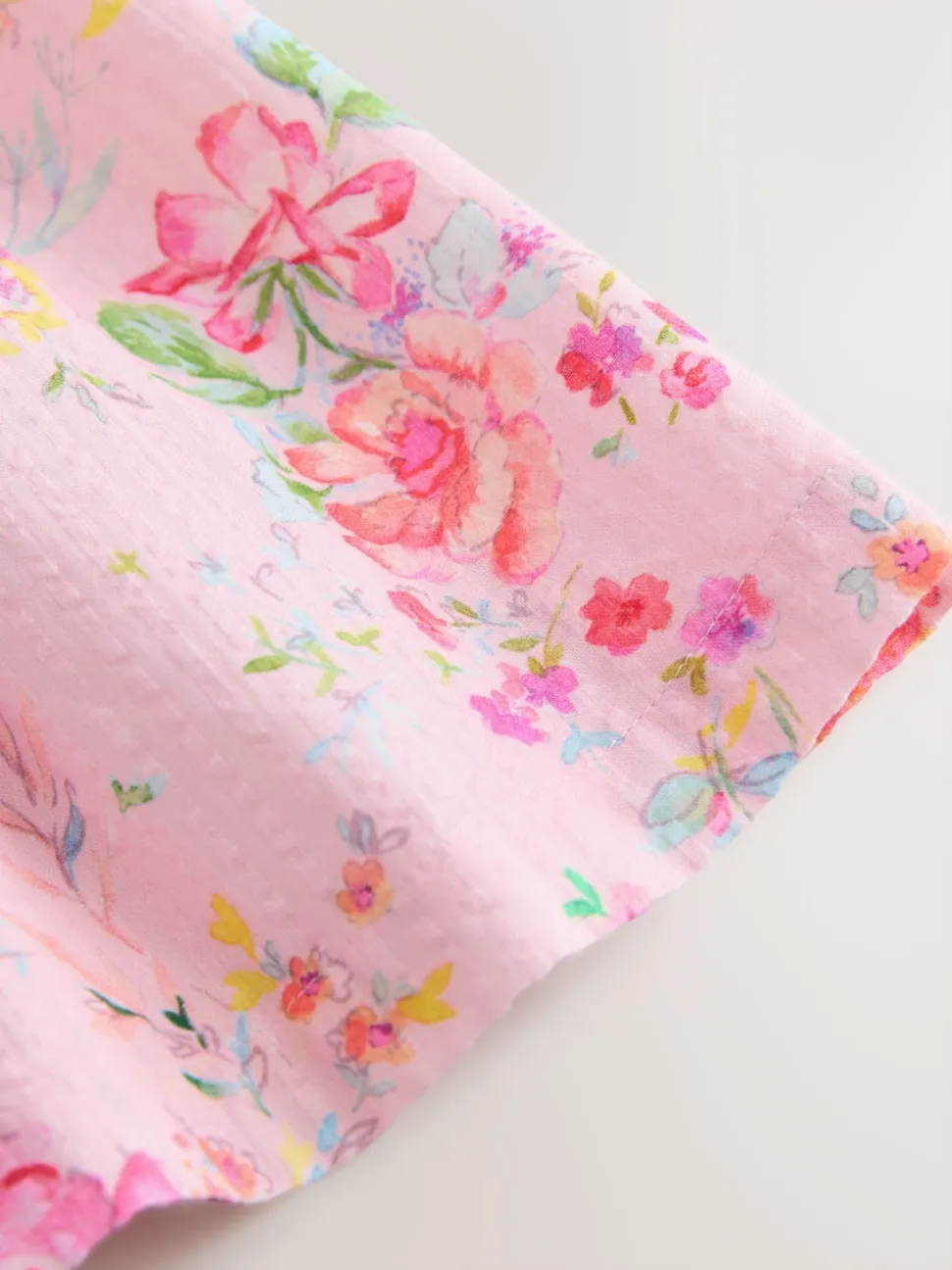 Pink Floral Stripe Short Sleeve Button Through Dress (3-16yrs)