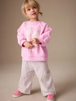 Pink Flower Sweatshirt & Wide Leg Trousers Set (3mths-7yrs)