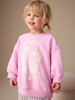 Pink Flower Sweatshirt & Wide Leg Trousers Set (3mths-7yrs)