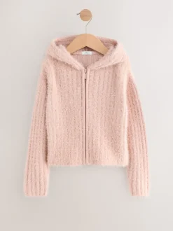 Pink Fluffy Zip Through Hoodie (3-16yrs)