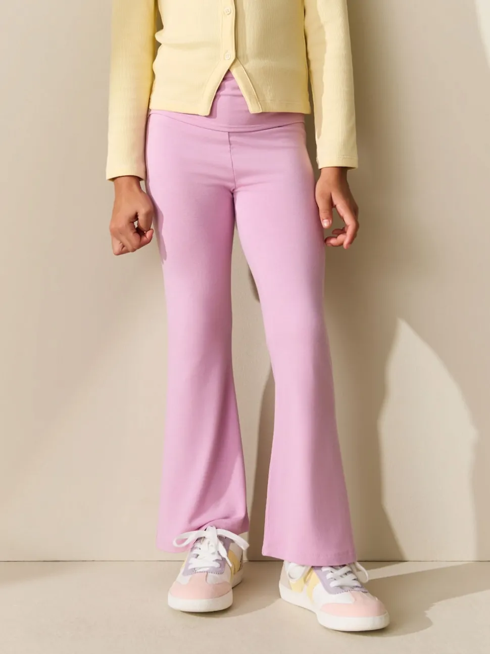 Pink Fold Over Flare Leggings (3-16yrs)