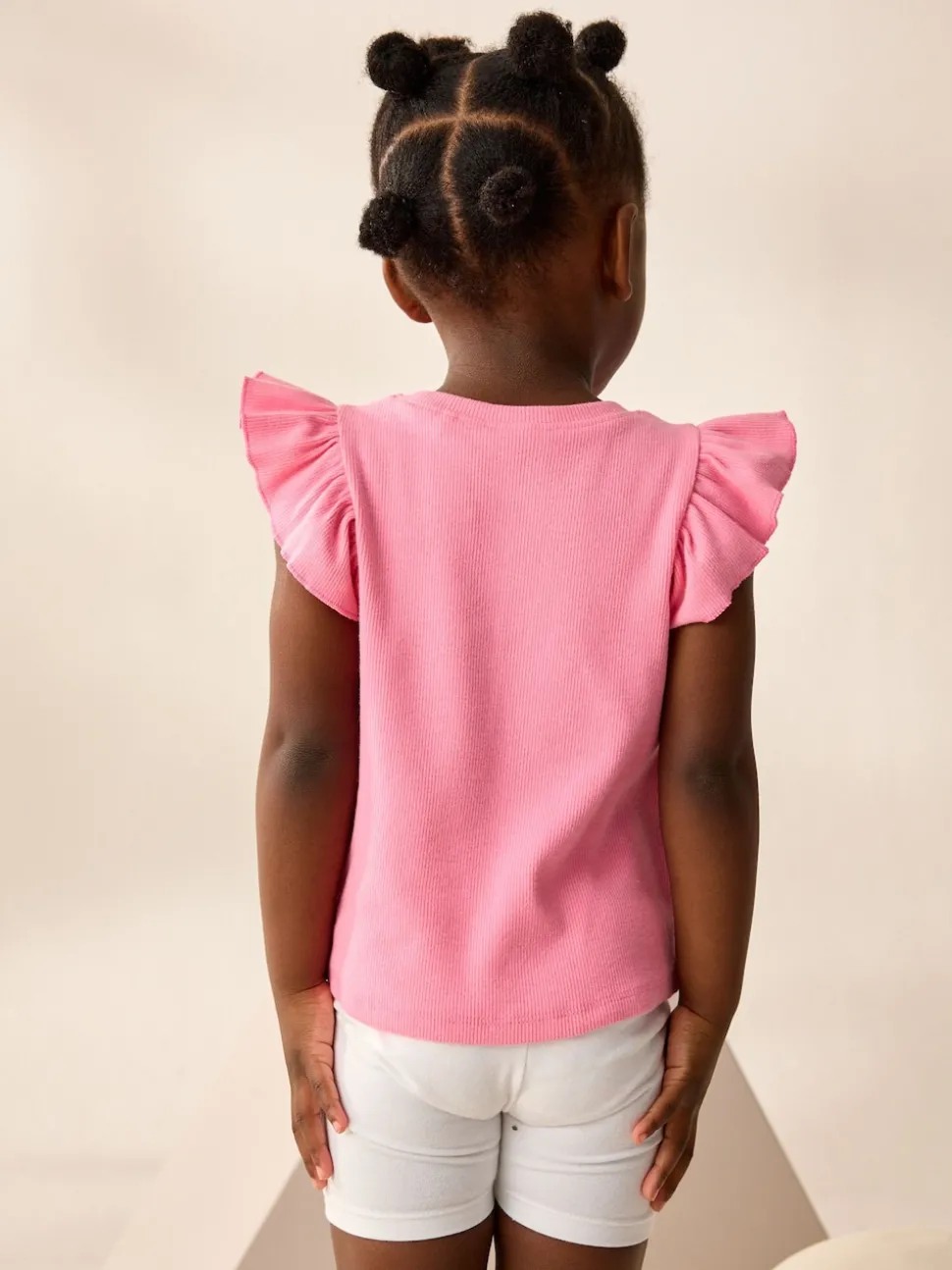 Pink Frill Shoulder Ribbed Vest (3mths-7yrs)