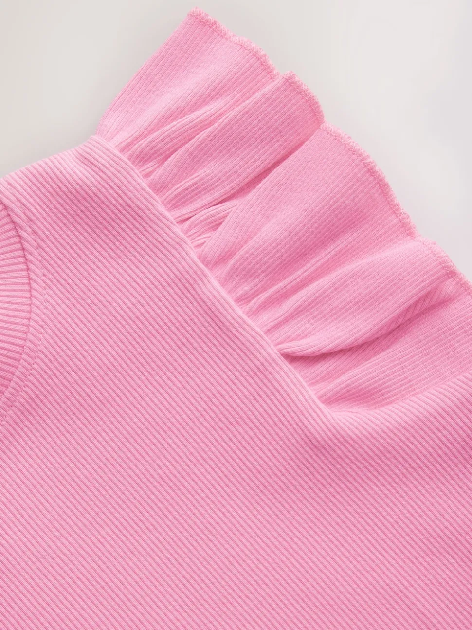 Pink Frill Shoulder Ribbed Vest (3mths-7yrs)