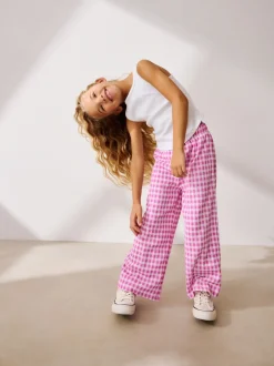 Pink Gingham Wide Leg Trousers (3-16yrs)