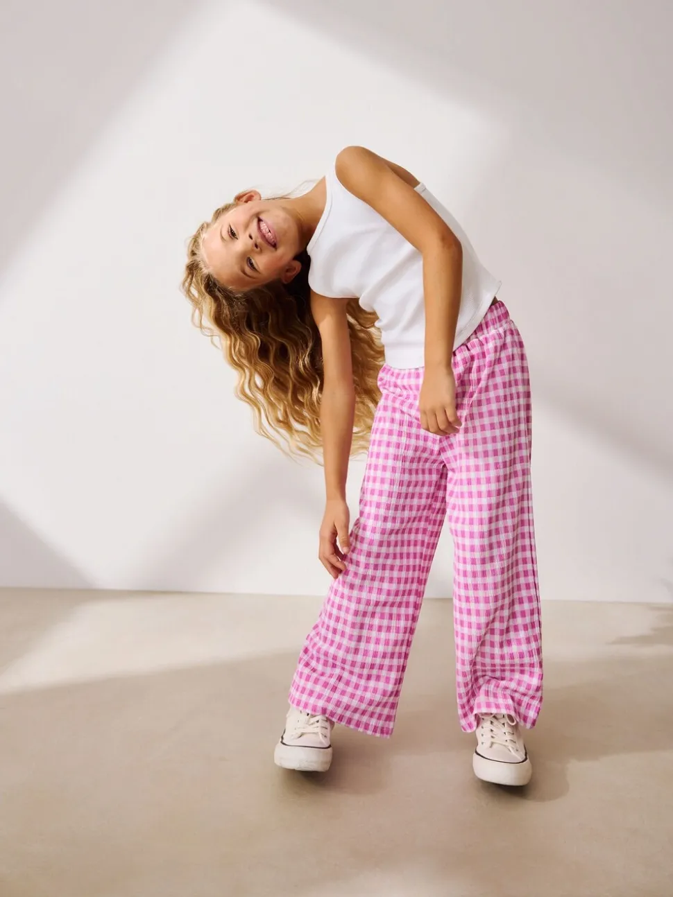 Pink Gingham Wide Leg Trousers (3-16yrs)