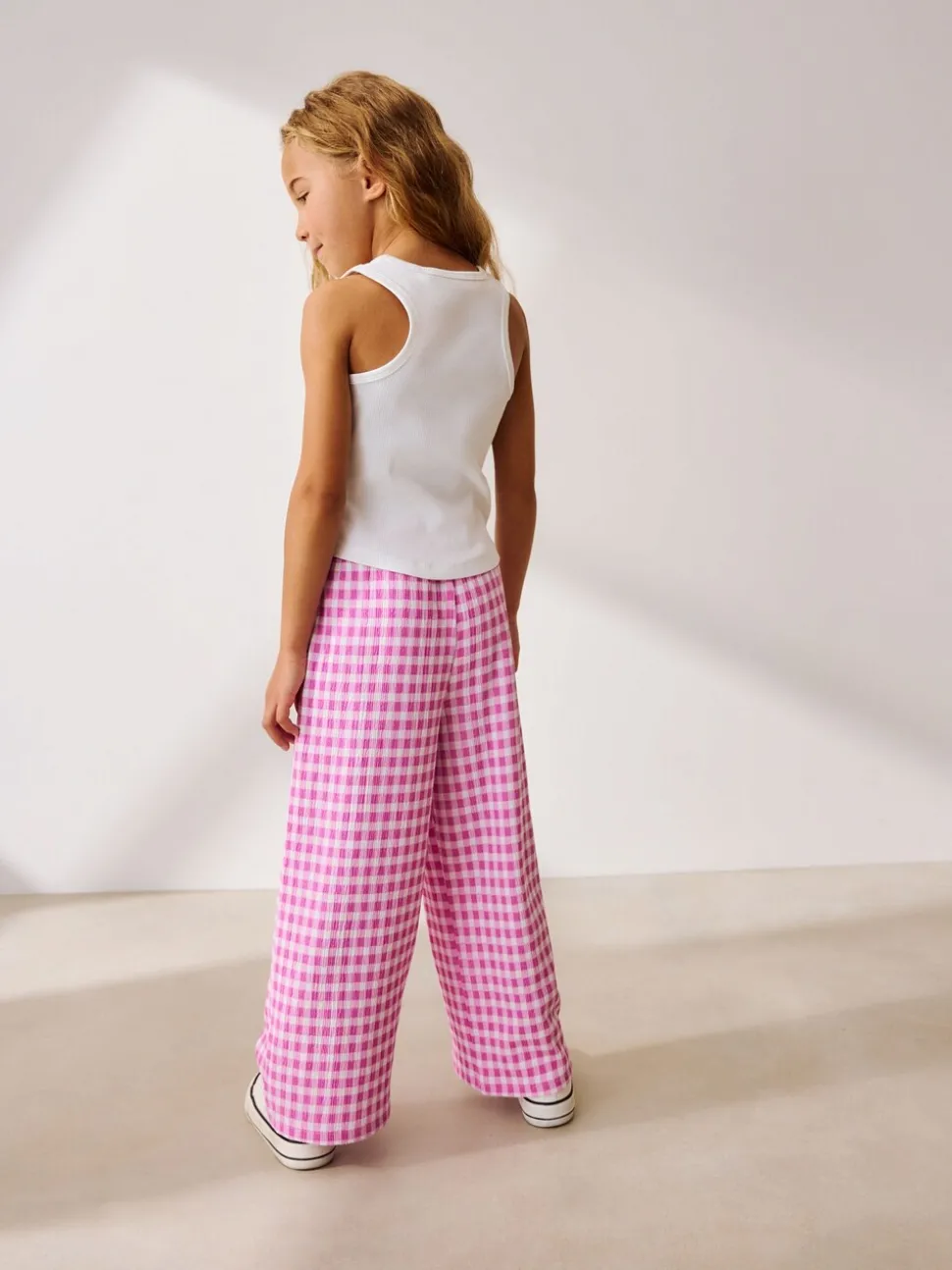 Pink Gingham Wide Leg Trousers (3-16yrs)