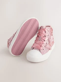 Pink Glitter Butterfly High Top Trainers