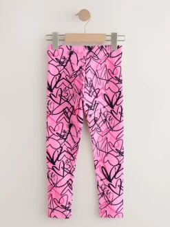 Pink Graffiti Heart Leggings (3-16yrs)