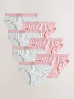 Pink/Grey Bikini Briefs 7 Pack (5-16yrs)