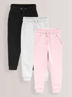 Pink/Grey/Black 3 Pack Soft Jersey Regular Fit Joggers (3-16yrs)
