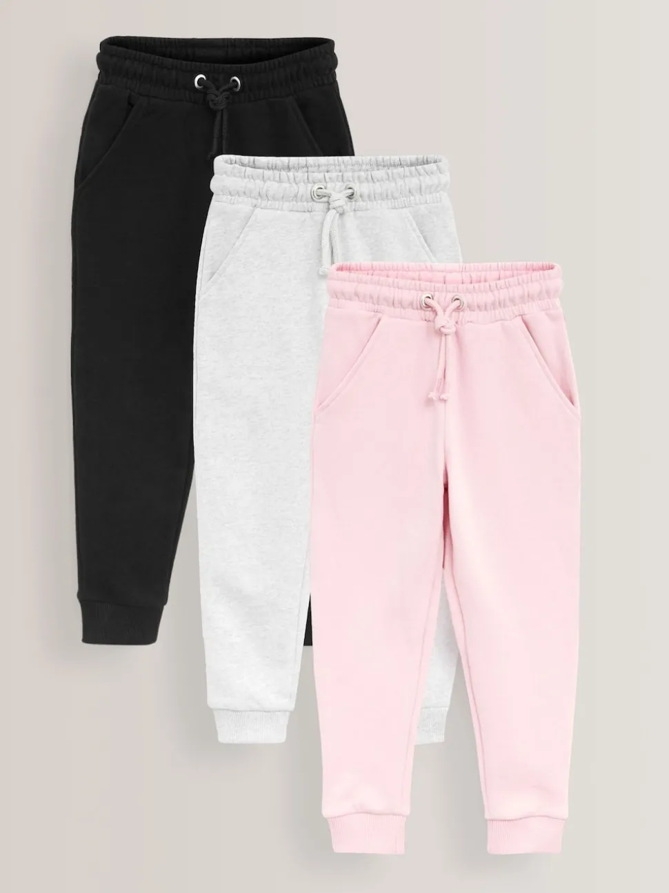 Pink/Grey/Black 3 Pack Soft Jersey Regular Fit Joggers (3-16yrs)