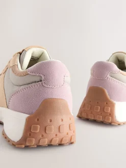 Pink/Grey Lace-Up Chunky Trainers
