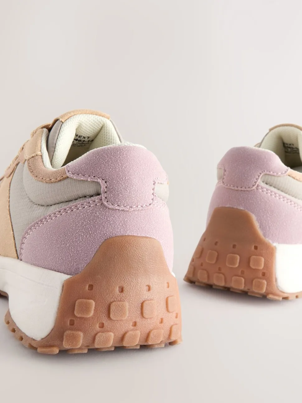 Pink/Grey Lace-Up Chunky Trainers