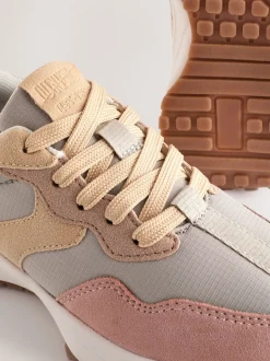 Pink/Grey Lace-Up Chunky Trainers