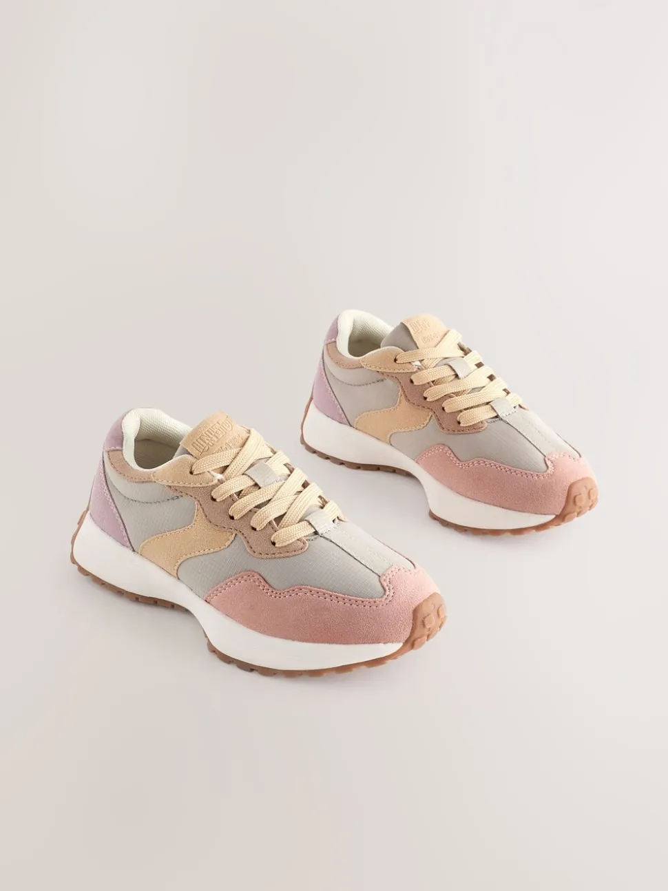 Pink/Grey Lace-Up Chunky Trainers