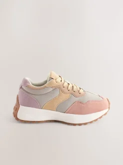 Pink/Grey Lace-Up Chunky Trainers