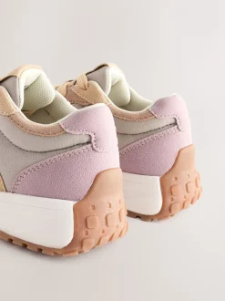 Pink/Grey Lace-Up Chunky Trainers
