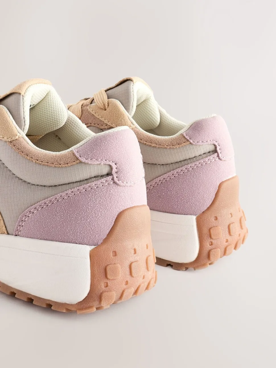 Pink/Grey Lace-Up Chunky Trainers