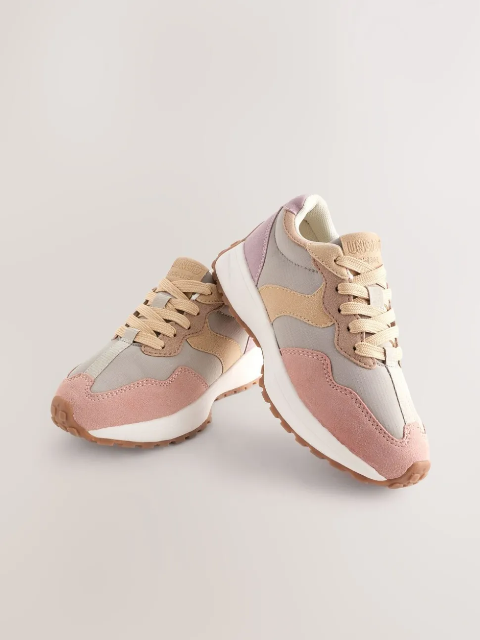 Pink/Grey Lace-Up Chunky Trainers