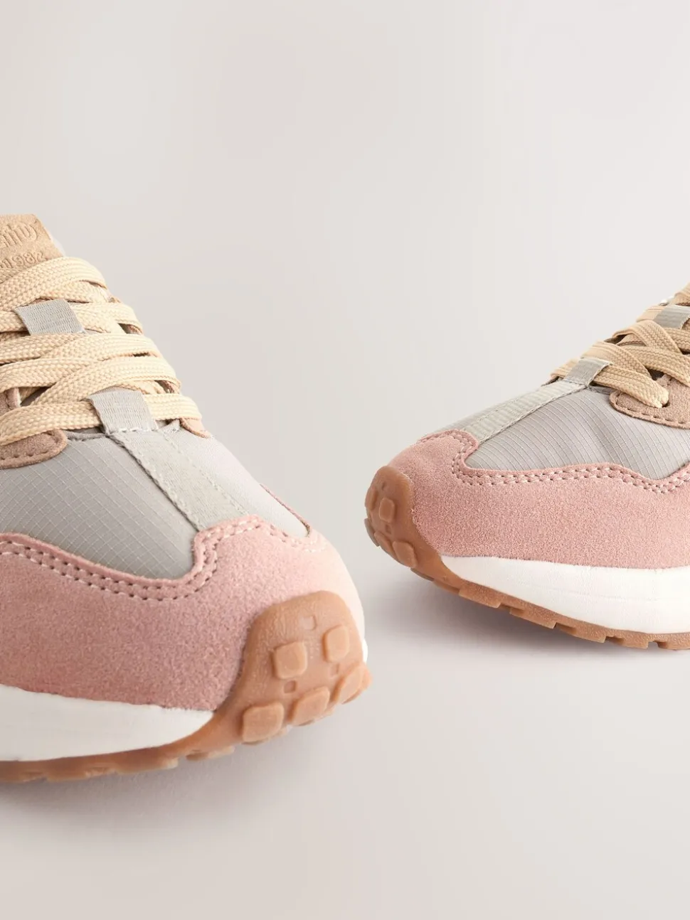 Pink/Grey Lace-Up Chunky Trainers