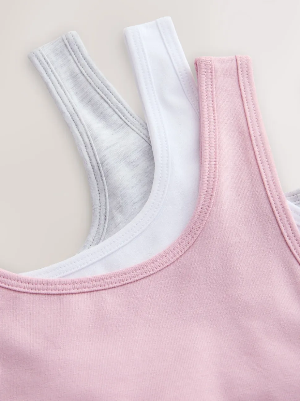Pink/Grey Scoop Crop Tops 3 Pack (5-16yrs)
