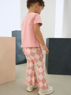 Pink Harlequin Rib Flare Leggings (3mths-7yrs)