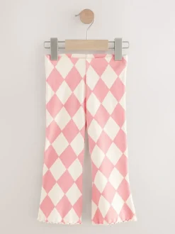 Pink Harlequin Rib Flare Leggings (3mths-7yrs)