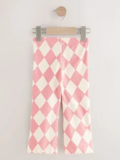 Pink Harlequin Rib Flare Leggings (3mths-7yrs)