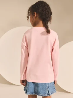 Pink Heart Long Sleeve Sequin Top (3-16yrs)