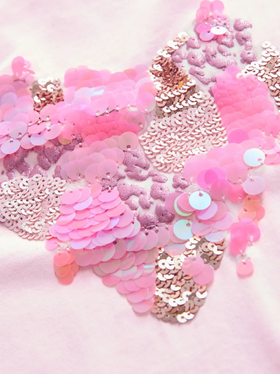Pink Heart Long Sleeve Sequin Top (3-16yrs)